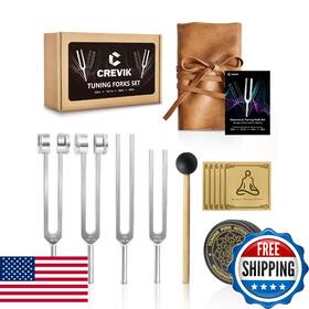 Crevik B0f3xtbw9y Tuning Forks For Healing Set - 128hz 136.1hz 256hz 384hz Weighted And Un