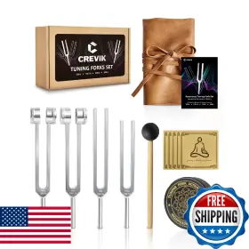 B0f3xtbw9y Crevik Tuning Forks For Healing Set - 128hz 136.1hz 256hz 384hz Weighted And Un