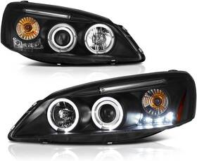 Pts Du1005 For 2005-2010 Pontiac G6 Led Halo Ring Black Projector Headlight Headlamp Asse