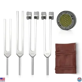 Visit The Mllusxg Store Yincha-01 Healing Tuning Forks Set 128hz 136hz 256hz 384hz And Activator With Pouch