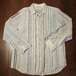 Mens Tommy Bahama Relax White Striped Hawaiian Dress Shirt Size Medi 100% Linen Pre-owned. Price: $19.99.