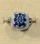 Kanchanaburi Blue Sapphire-diamond Pts-halo-ring-size 7-PLATINUM/STER Silver New. Price: $71.99.