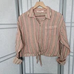 Vanilla Star Women's Button Down Top With Tie Front, Pink Size Medi, 100% Cotton Pre-owned. Price: $12.42.